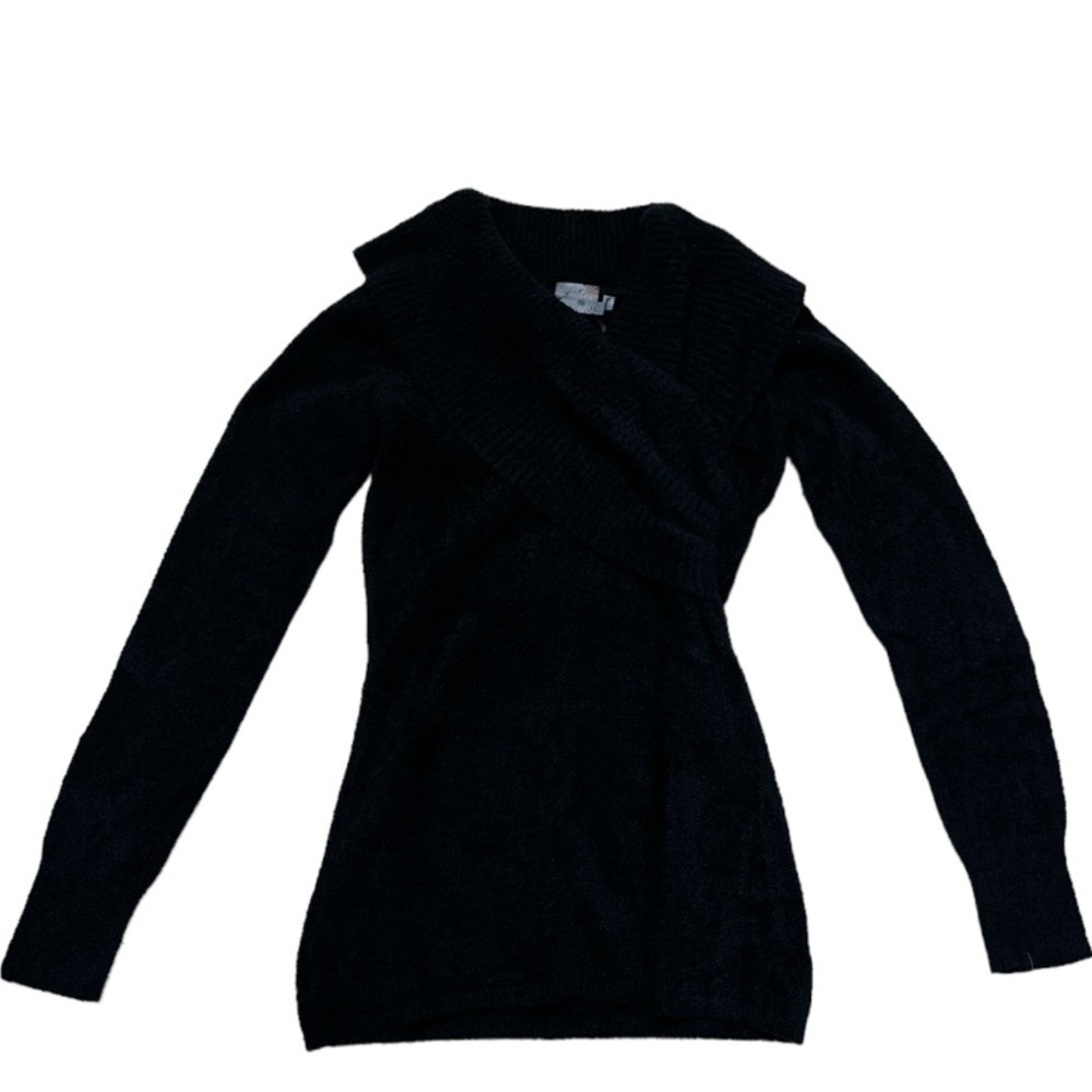 Athleta Black Long Sleeve Sweater Shawl Collar V-Neck Faux Wrap